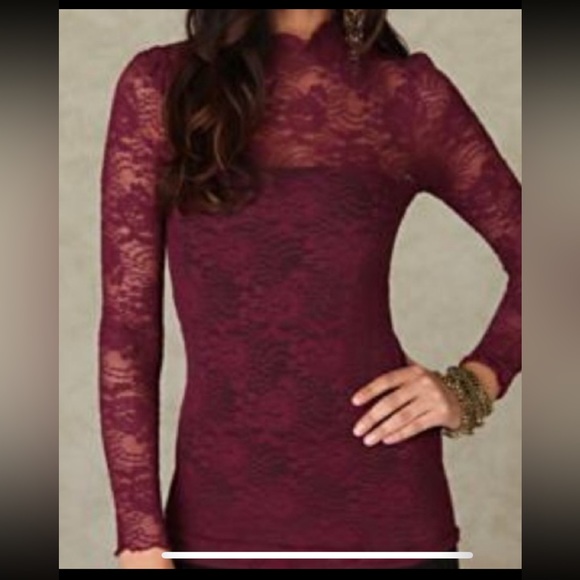 FREE PEOPLE lace mock neck top! - Picture 1 of 6